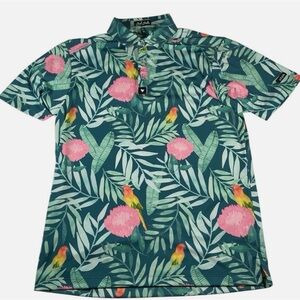 Bad Birdie Green and Pink Tropical Shirt #64